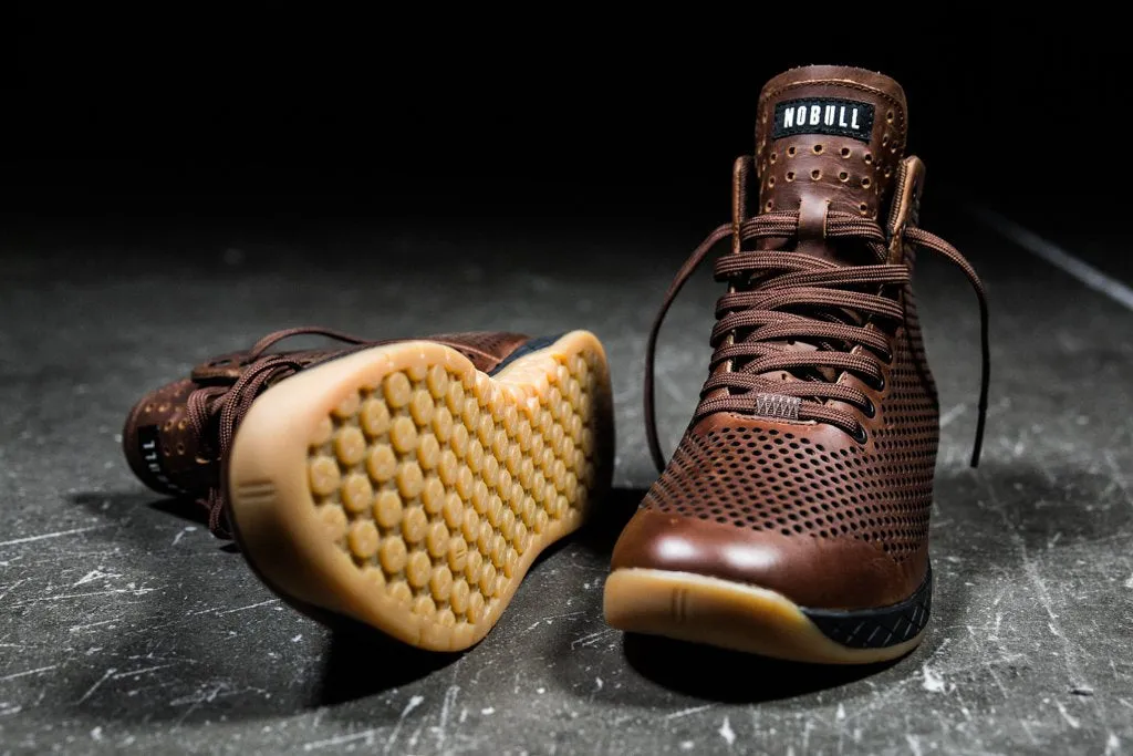 HIGH-TOP COFFEE LEATHER TRAINER (WOMEN'S)