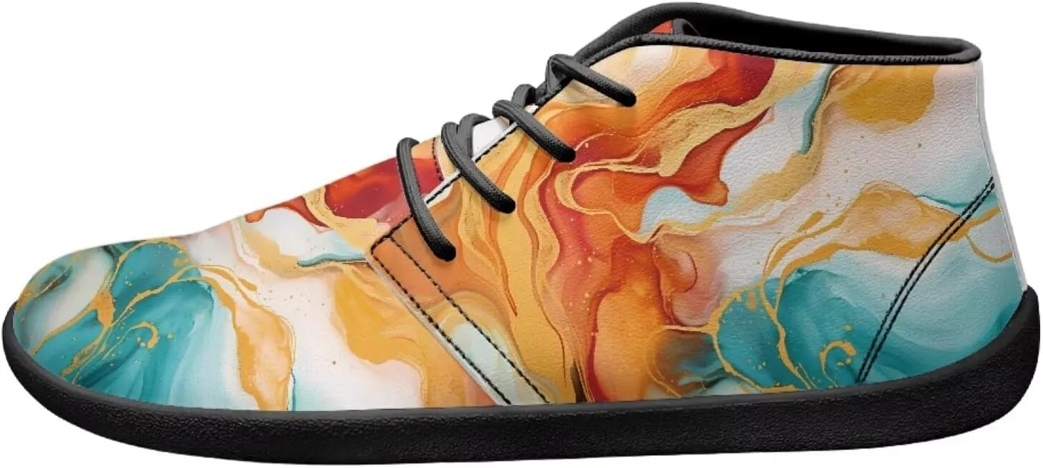 Howilath Marble Print Barefoot Sneakers Men Low Top Extra Width Anti-Skid Running Cross Training Shoe