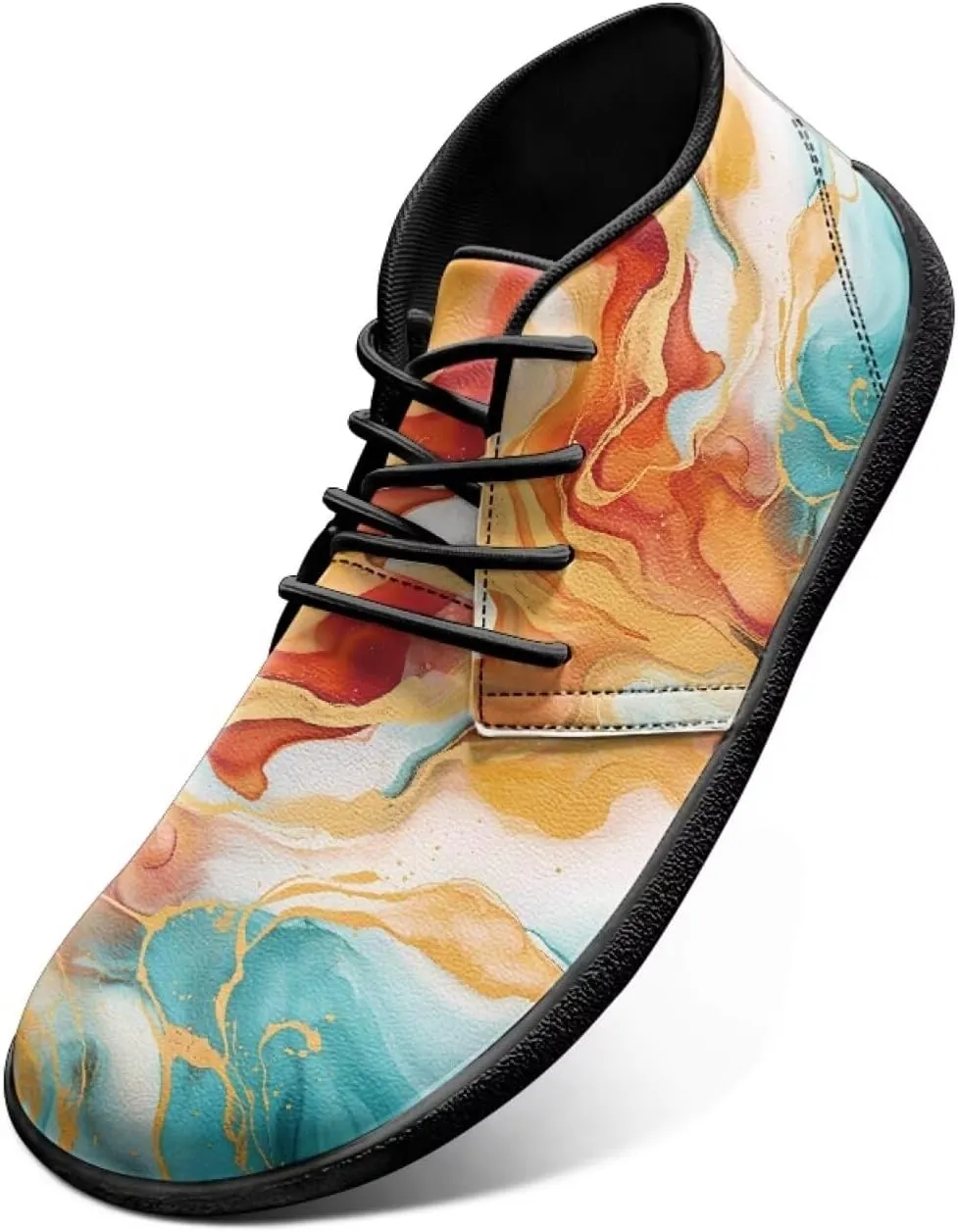 Howilath Marble Print Barefoot Sneakers Men Low Top Extra Width Anti-Skid Running Cross Training Shoe