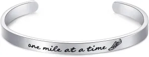LParkin Marathon Runner's Bracelet - Endurance-Tested Stainless Steel Running Jewelry for Women & Men | Track & Field Gifts with Inspirational Mantra Engraving