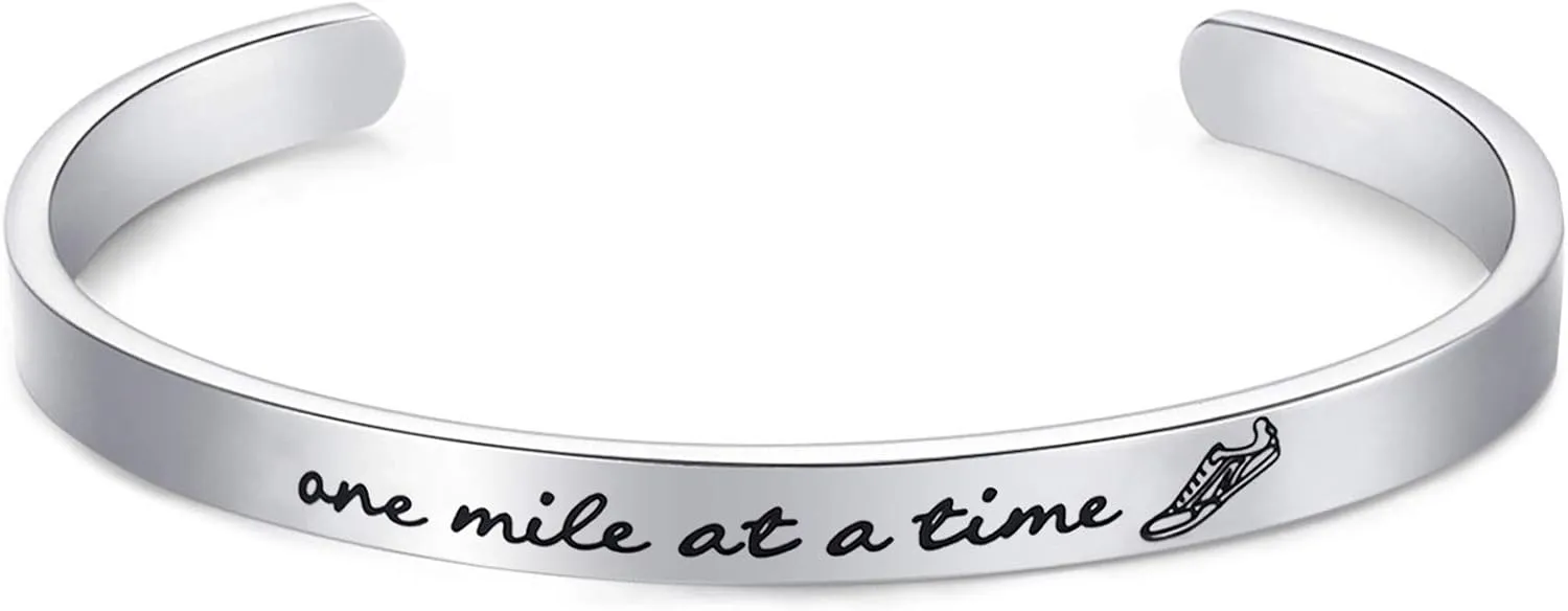 LParkin Marathon Runner's Bracelet - Endurance-Tested Stainless Steel Running Jewelry for Women & Men | Track & Field Gifts with Inspirational Mantra Engraving
