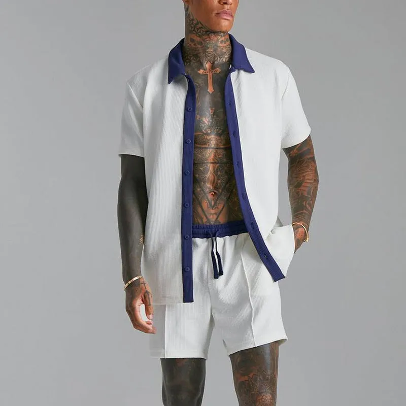 Mens Short Sleeve Shirt  Relaxed Fit  Open Front  Breathable Casual Athleisure