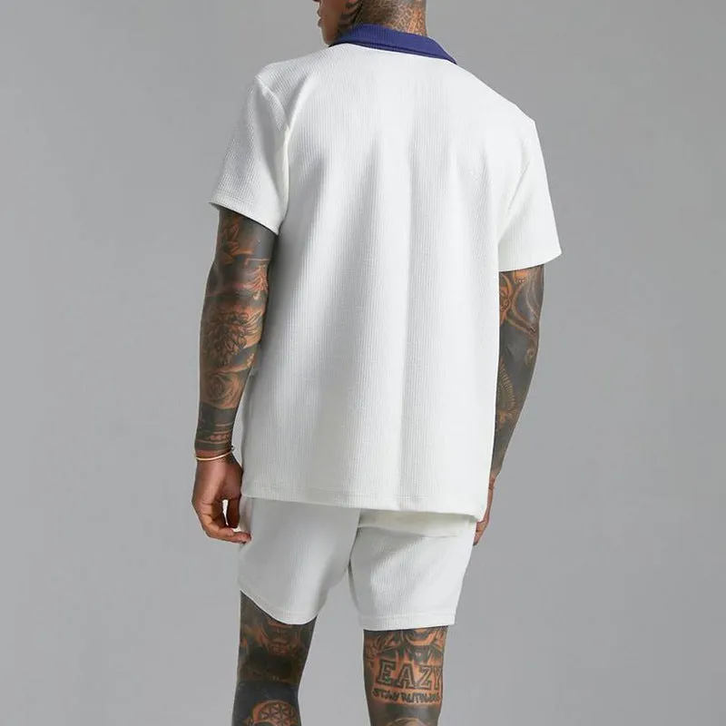 Mens Short Sleeve Shirt  Relaxed Fit  Open Front  Breathable Casual Athleisure