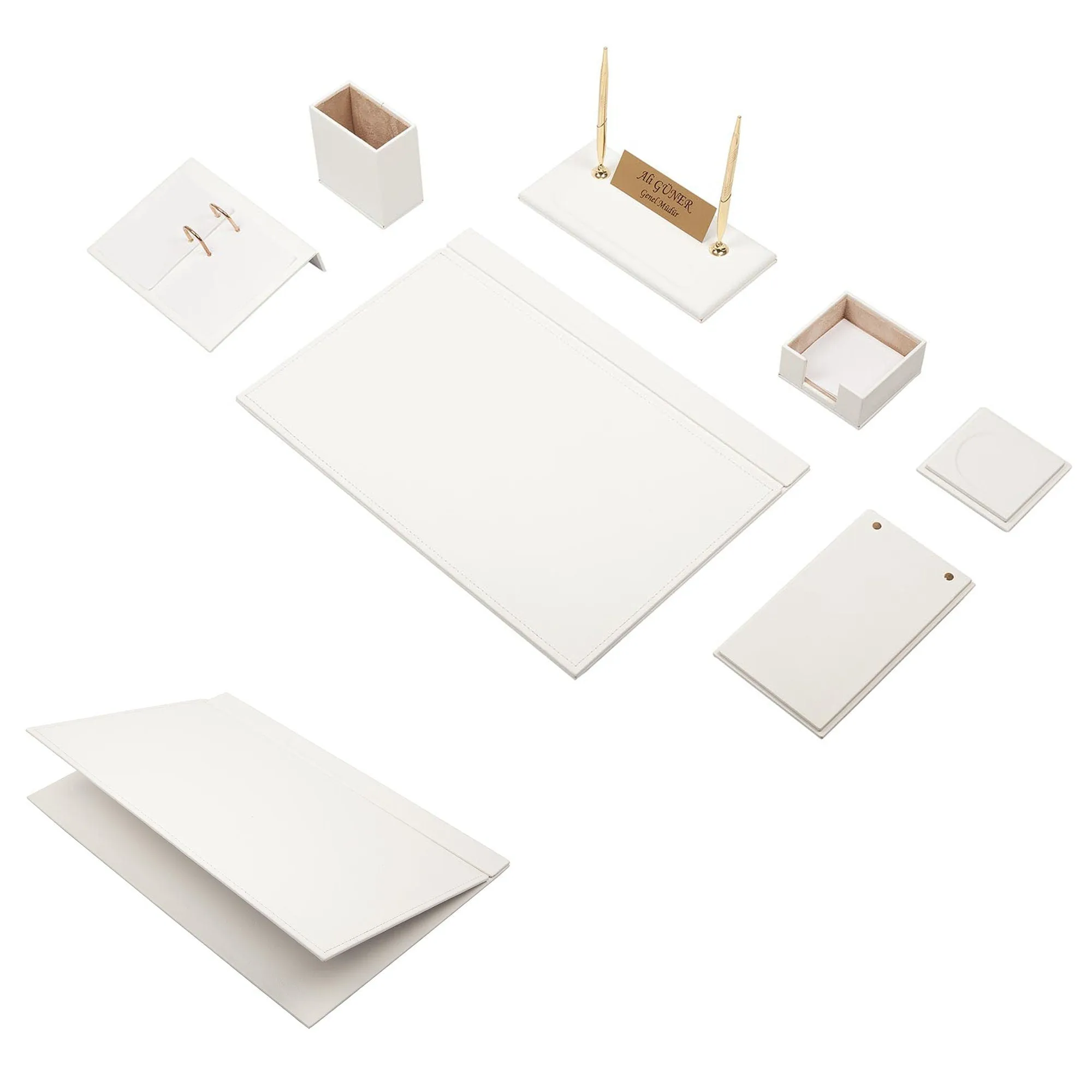 MOOG Leather Desk Set -  Pink - 9 PCS