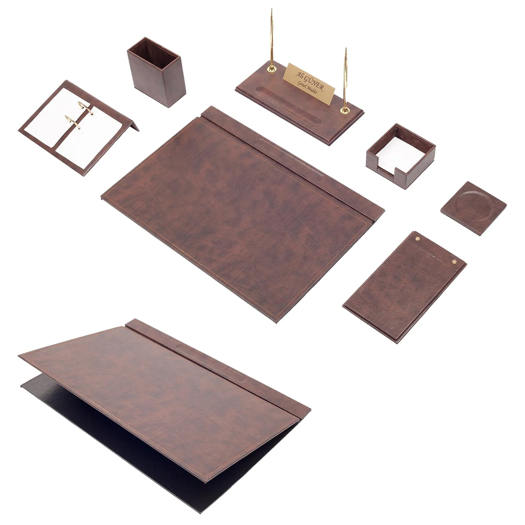 MOOG Leather Desk Set -  Pink - 9 PCS