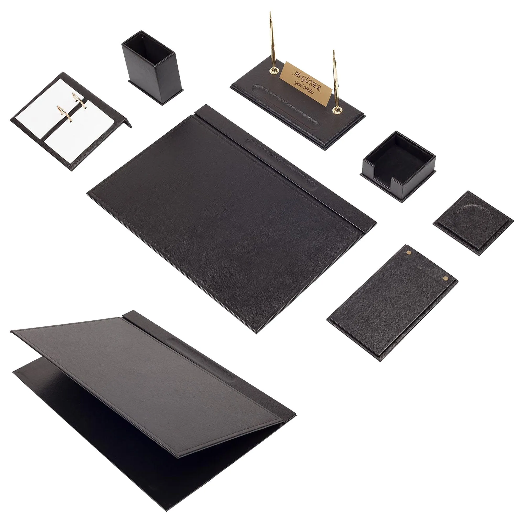 MOOG Leather Desk Set -  Pink - 9 PCS