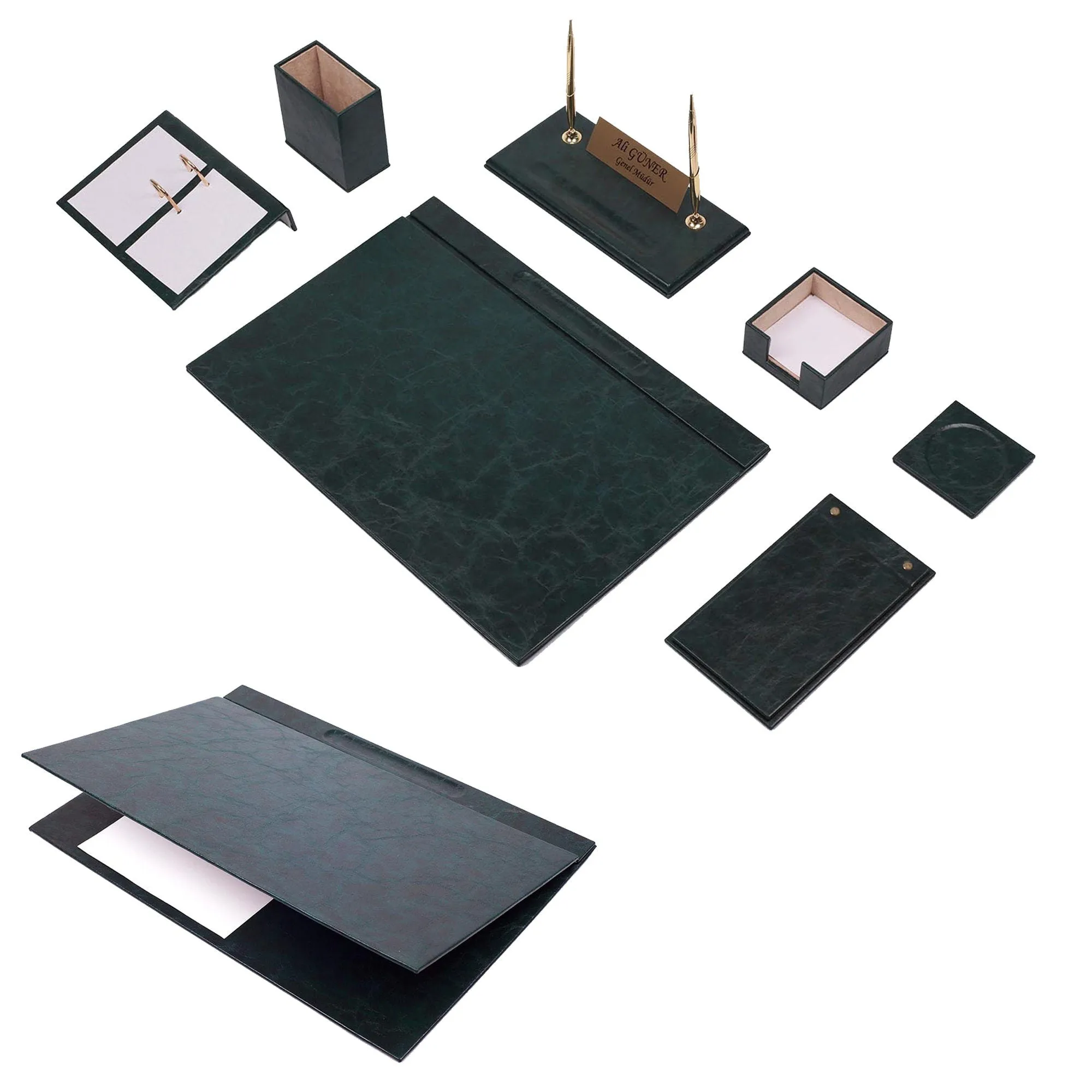 MOOG Leather Desk Set -  Pink - 9 PCS