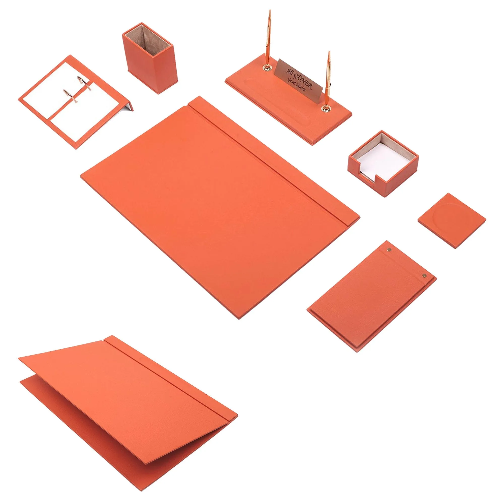 MOOG Leather Desk Set -  Pink - 9 PCS