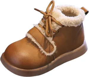Toddler Kids Winter Snow Boots Slip On Cold Weather Sneakers Anti-Slip Fleece Ankle Boots Comfort Shoes for Kids