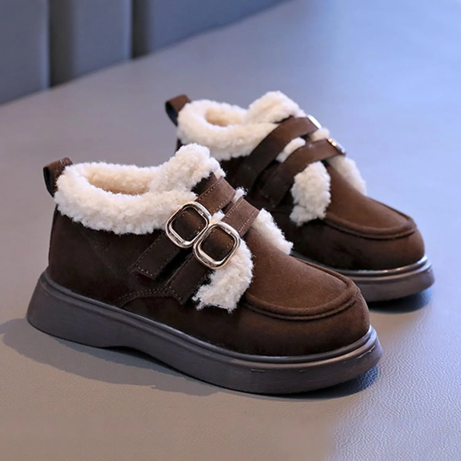 Toddler Kids Winter Snow Boots Slip On Cold Weather Sneakers Anti-Slip Fleece Ankle Boots Comfort Shoes for Kids