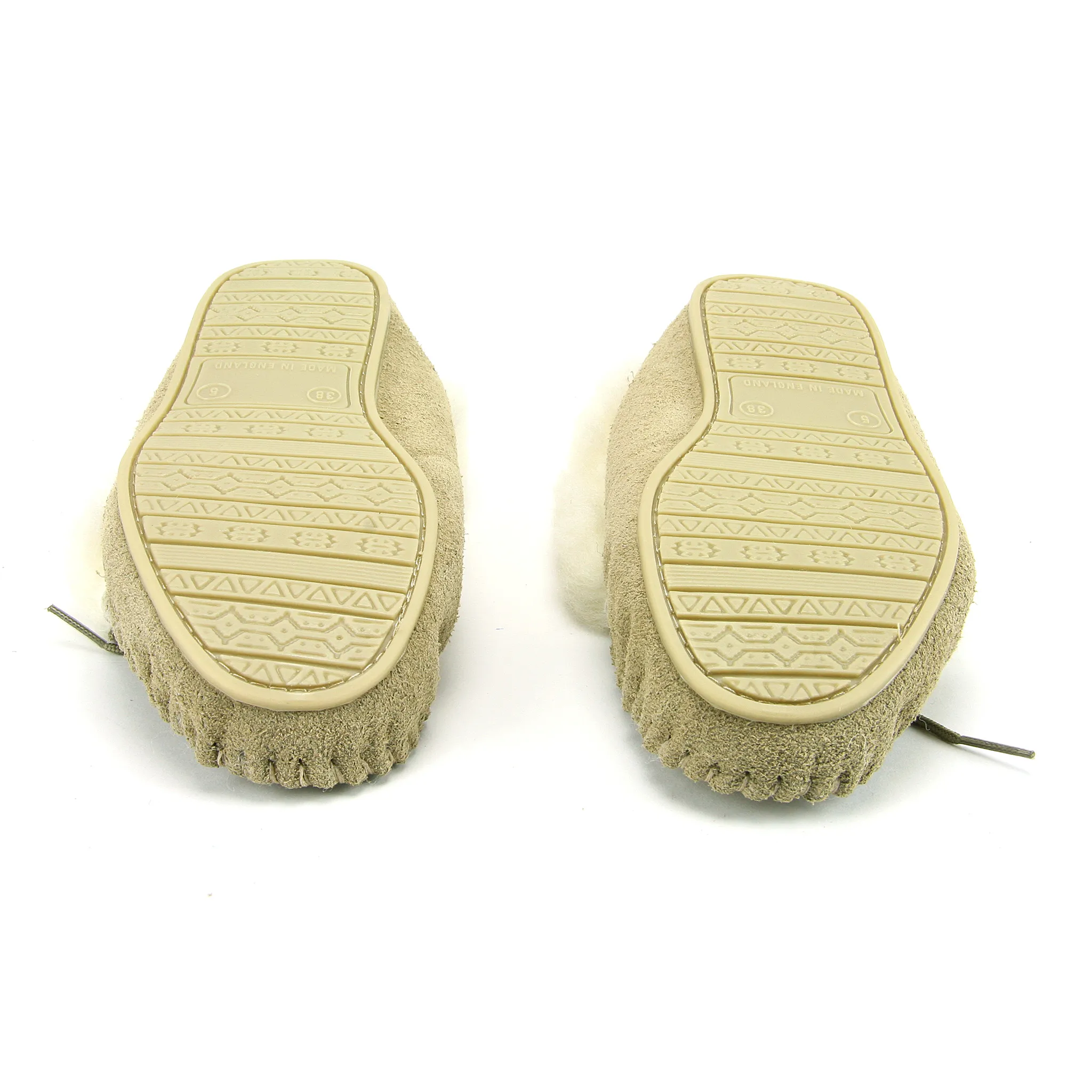 Wool Collar Moccasins With Sole