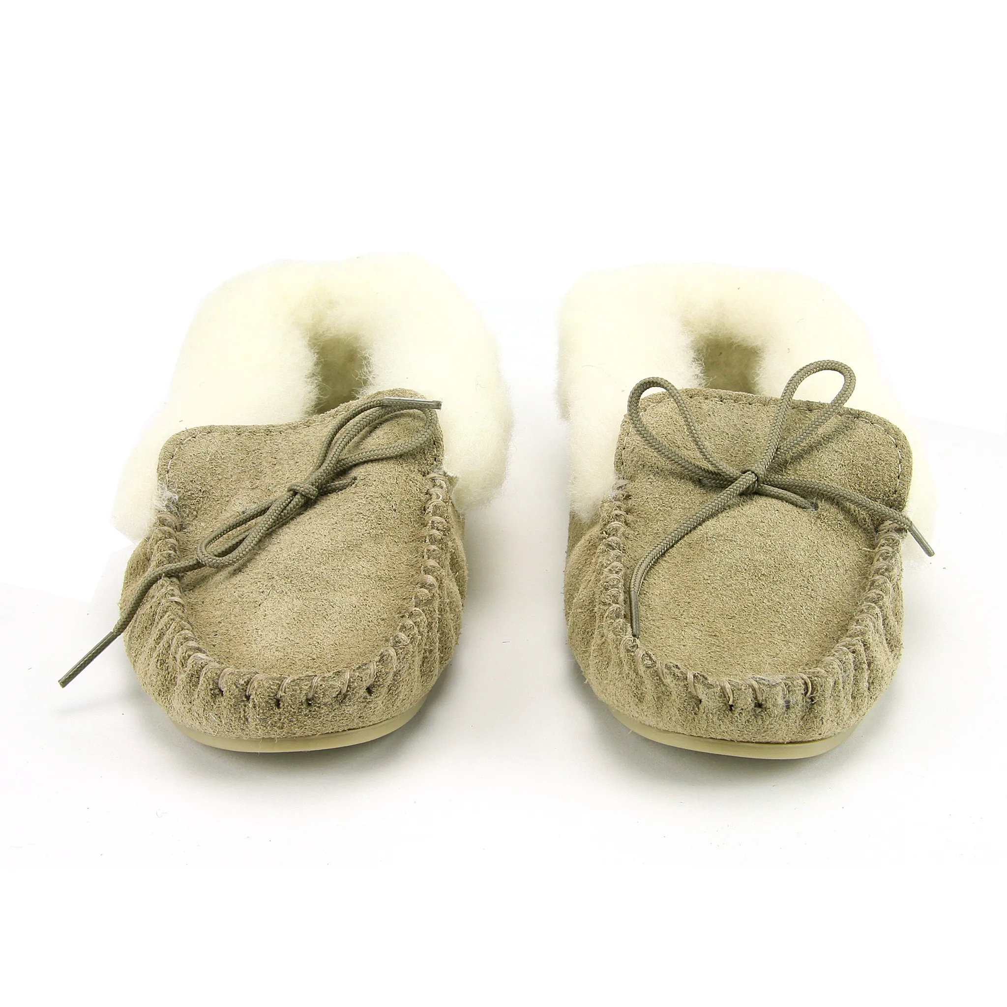 Wool Collar Moccasins With Sole