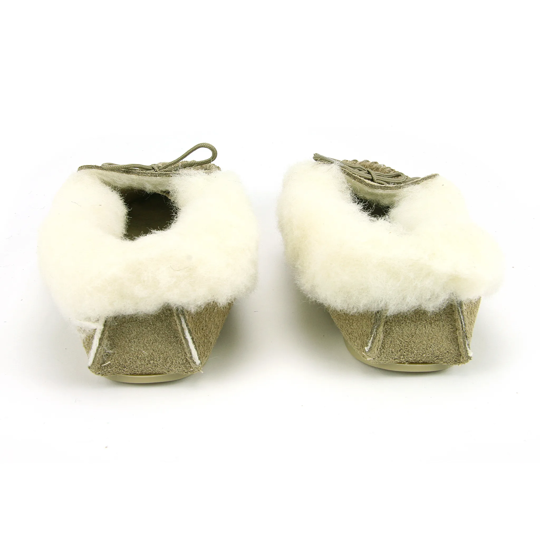 Wool Collar Moccasins With Sole