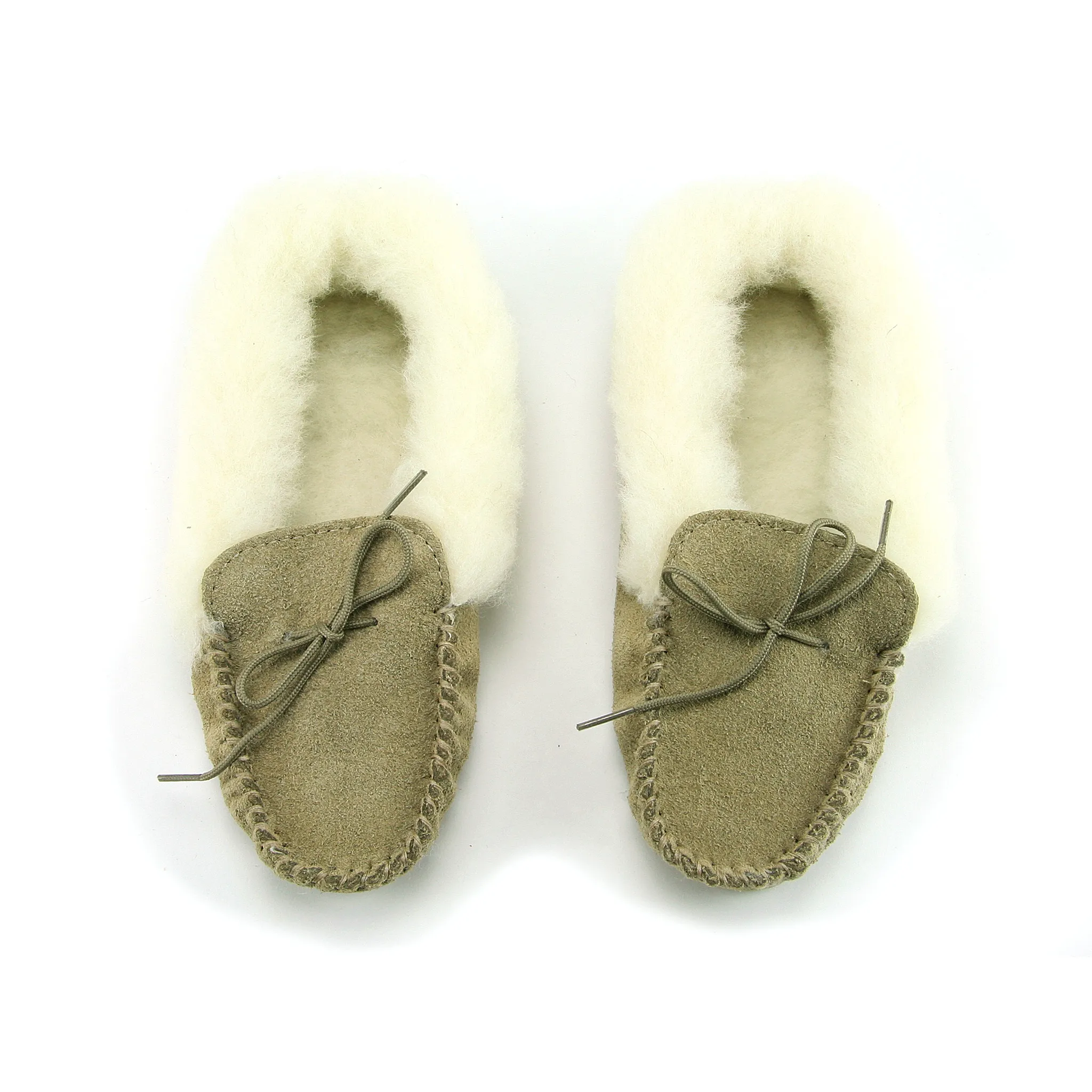 Wool Collar Moccasins With Sole