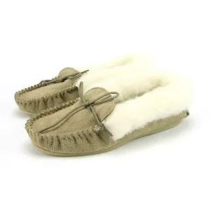 Wool Collar Moccasins With Sole